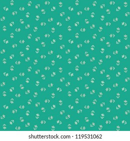 tiny little white flowers on bright turquoise background creating a nice image of vintage wallpaper, retro seamless pattern or illustration of fine and cute cotton fabric or textile.