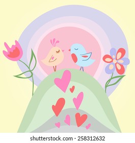 Tiny love bird. Vector illustration