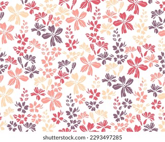 Tiny meadow buttercup flowers repeat ornament vector illustration. Ditsy retro motif. Shabby chic wallpaper print with flower inflorescences. Forget-me-nots bloom summer print.