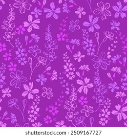 Tiny meadow forget-me-not flowers endless pattern vector design. Ditsy beautiful motif. Floral gift wrap print with flower truss elements. Buttercups blossom spring print.