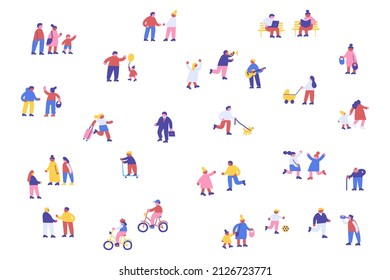 Tiny People Crowd. Vector background  People. Male and female flat characters isolated on white background