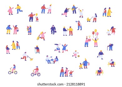 Tiny People Crowd. Vector People bundle vector set. Male and female flat characters isolated on white background