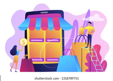 Tiny People Customers Bags Shopping Online Stock Vector (Royalty Free ...