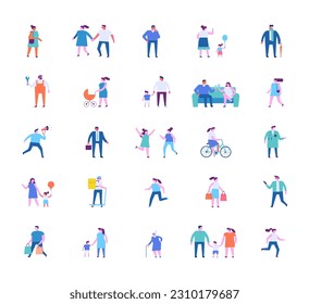 Tiny people flat set isolated on white background