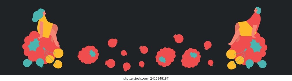 Tiny people and fruits cartoon vector illustration. Man, woman and berries, summer harvest. Healthy eating, cooking vegetarian food and dieting concept. Summer time.