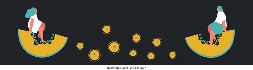 Tiny people and fruits cartoon vector illustration. Man, woman and berries, summer harvest. Healthy eating, cooking vegetarian food and dieting concept. Summer time.