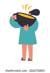Tiny people, hot tea vector illustration. Summer drinks elements. Clip art. Cartoon flat tea and people illustration. Concept illustration for groceries, agriculture stores, packaging, advertising.