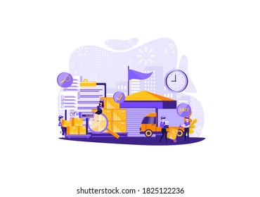 tiny people illustration Checking boxes concept landing page. Vector illustration