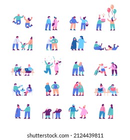 Tiny people silhouette flat vector set. Different cartoon people simple design. Crowd. Male and female flat characters isolated on white background.	

