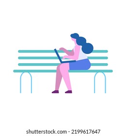 Seda de gente pequeña sentada en el juego de vectores plana del banco