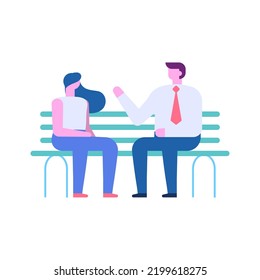 Tiny people silhouette sitting on bench flat vector set