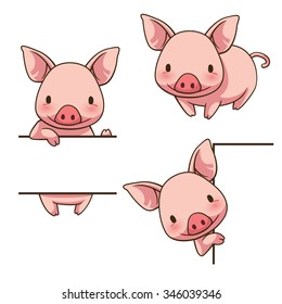 Tiny Piggy sign board, vector art and illustration.