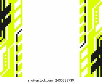 Tiny Pixel Art Acid Green Industrial, Futuristic Tech Frame Background