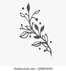 Tiny Plants, flowers, Hand drawn vector illustration for logo, invitations, graphic design