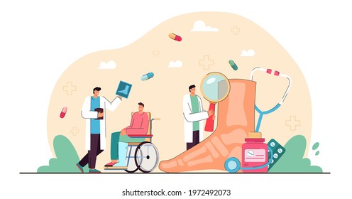 Tiny Podiatrists Patient Wheelchair Cartoon Doctors Stock Vector ...