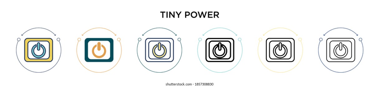 Tiny power icon in filled, thin line, outline and stroke style. Vector illustration of two colored and black tiny power vector icons designs can be used for mobile, ui, web