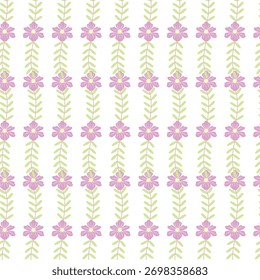 Tiny purple flowers in neat green grid lines