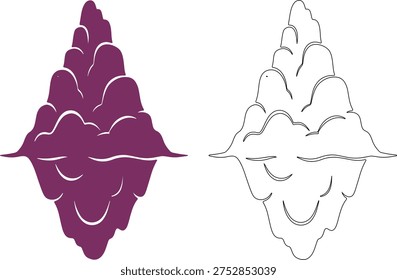 Tiny purple glacier iceberg silhouette black
