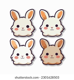 Tiny rabbit in cartoon style. Cute little bunny in doodle style. Flat vector illustration.