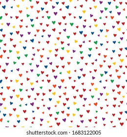 Tiny Rainbow Colored Hearts Pattern Background. Seamless Repeating Vector Pattern.