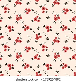 tiny red flower seamless pattern. lovely tiny flower