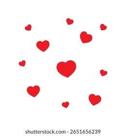 Tiny Red Hearts on White Minimal Background