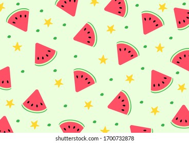 Tiny red watermelon, decorating with little star for background and wallpaper