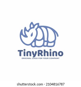 Tiny rhinoceros logo design template.