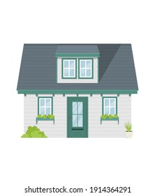 Tiny or rural house, exterior design with simple taste. House vector.