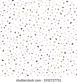 Tiny Scale Italian Terrazzo Seamless Pattern. Venetian Marble Flooring Texture Vector Background.