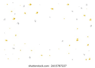 Tiny Silver And Gold Confetti on White Background. Celebration Party Banner. Vector Illustration