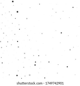 Aniversario de las Estrellas Pequeñas. Tarjeta Confetti negra. Festividad De Gris Caída. Fondo de la celebración. Cartel de brillo. Afiche de parkling. Fondo de textura. Cartel del Universo.