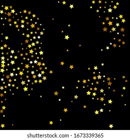 Tiny Stars Background. Gold Confetti Cosmos. Yellow Sparkling Space. Celebration Space. Golden Starry Banner. Glitter Banner. Summer Poster. Party Wallpaper.