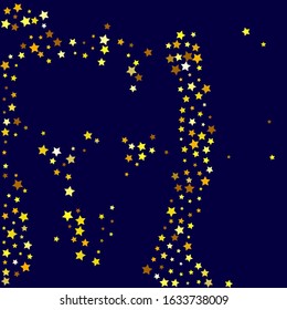 Tiny Stars Card. Gold Confetti Anniversary. Yellow Sparkling Sky. Celebration Wallpaper. Golden Starry Isolated. Glitter Background. Summer Design. Party Greeting.