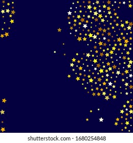 Tiny Stars Greeting. Yellow Confetti Design. Gold Sparkling Space. Celebration Background. Golden Starry Holiday. Glitter Invitation. Summer Greeting. Party Gift.