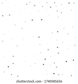 Invitación a las Estrellas Pequeñas. Cielo Gris Confetti. Cosmos negros cayendo. Celebración Cosmos. Vacaciones brillantes. Saludo espumoso. Cielo de textura. Cielo Universo.