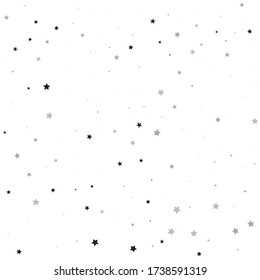 Tiny Stars Poster. Gray Confetti Design. Black Falling Gift. Celebration Poster. Glitter Space. Sparkling Space. Texture Wallpaper. Universe Isolated.