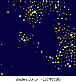 Tiny Stars Poster. Yellow Confetti Greeting. Golden Sparkling Cosmos. Celebration Anniversary. Gold Starry Card. Glitter Holiday. Summer Sky. Party Invitation.