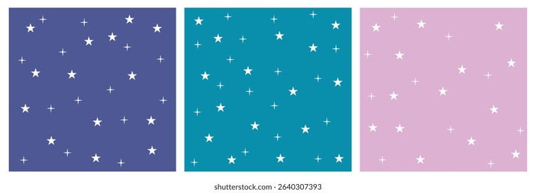 Tiny Stars Seamless Vector Patterns. Hand Drawn Simple Textile, Wrapping Paper. Starry Print for Fabric, Infantile Style Galaxy Design. Little Stars design. Vector Illustration . EPS 10 . 
