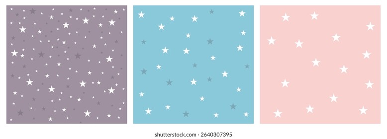 Tiny Stars Seamless Vector Patterns. Hand Drawn Simple Textile, Wrapping Paper. Starry Print for Fabric, Infantile Style Galaxy Design. Little Stars design. Vector Illustration . EPS 10 . 