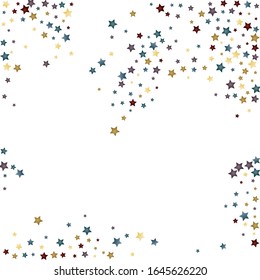 Tiny Stars Space. Blue Confetti Space. Red Sparkling Festive. Celebration Isolated. Gray Starry Greeting. Glitter Holiday. Summer Invitation. Party Space.