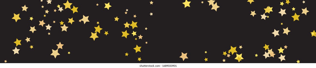 Tiny Stars Space. Yellow Confetti Isolated. Golden Sparkling Card. Celebration Card. Gold Starry Cosmos. Glitter Poster. Summer Gift. Party Sky.