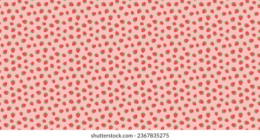 Tiny strawberies vectors on red background