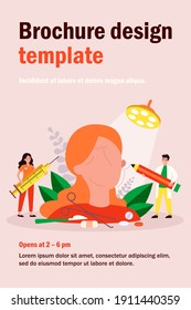Tiny surgeons preparing abstract face for plastic surgery flat vector illustration. Cartoon medical aid cosmetic procedure and examination of patient. Healthcare and beauty correction concept