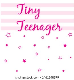 tiny teenager text, pink, star, illustration, vector, art