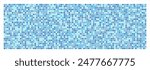 Tiny, very small colorful squares geometric abstract text background. Long banner shape. Chaotic 4-color checkered mosaic decoration, swimming pool ceramic tile imitation, border, header template. 