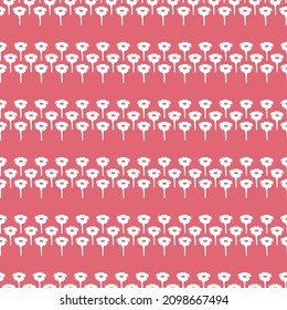 Tiny White Flowers Stripes On Pink Background. Vector Seamless Pattern. Cute Floral Print For Textile, Stationery, Home Decor, Wallpaper. Pink And White Striped Print For Wrapping Paper, Scrapbooking.