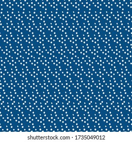 Tiny White Polka Dot Pattern with pantone color of the year classic blue background. Seamless repeat pattern. Stylish repeating texture.