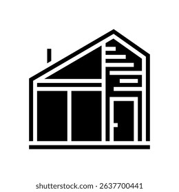 tiny wooden cabin glyph icon vector. tiny wooden cabin sign. isolated symbol illustration