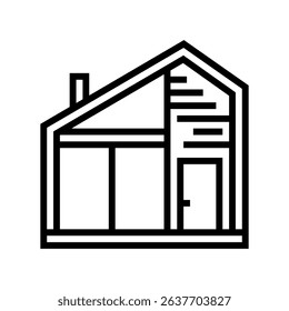 tiny wooden cabin line icon vector. tiny wooden cabin sign. isolated contour symbol black illustration